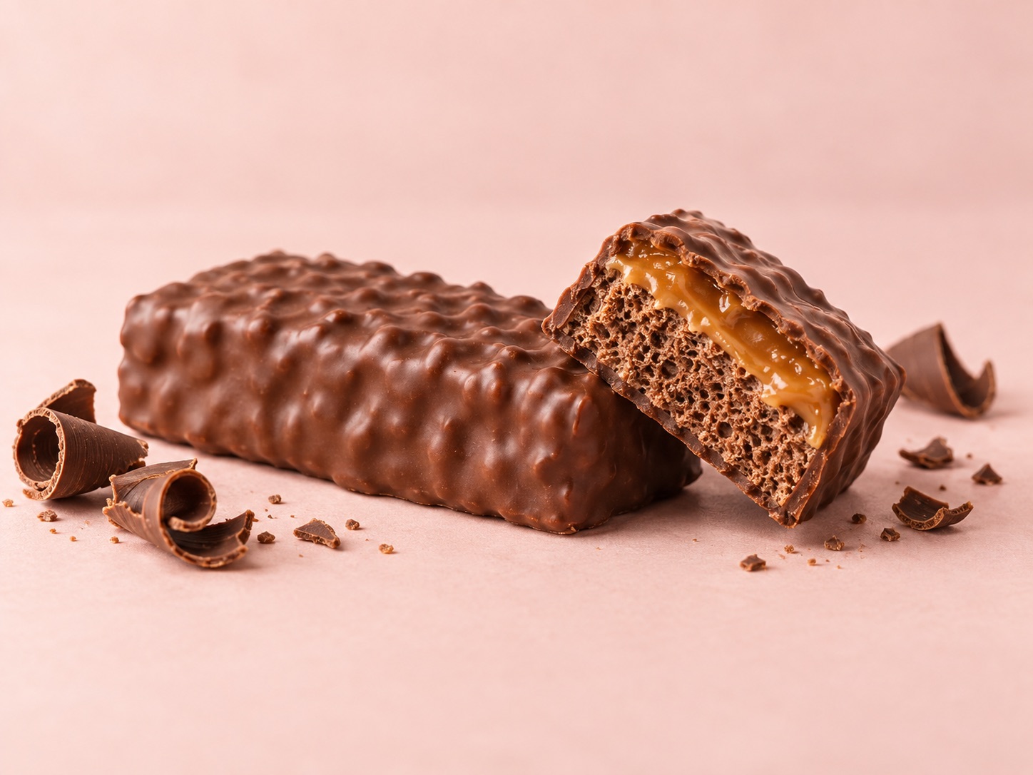 AI-illustration af Barebells Soft Caramel Choco med indpakning