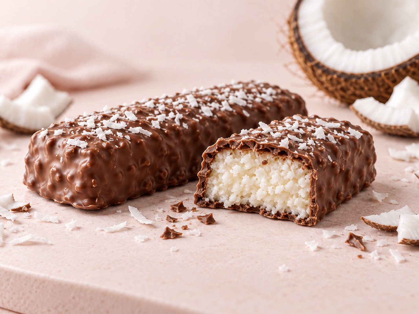 AI-illustration af Nutramino Sweet Coconut med indpakning