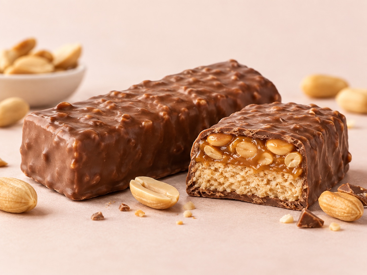 AI-illustration af Snickers Hi Protein med indpakning